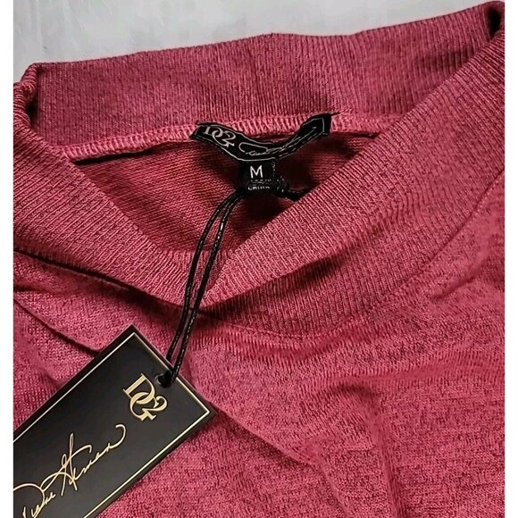 DG2 Diane Gilman Pullover Tunic Sweater M Pink Black Knit Front Left Side Pleats - Picture 3 of 8